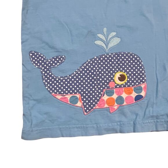 Mini Boden Girls 5-6 Wale Shirt Short Sleeve Blue Colorful Poke Dots - Picture 1 of 8